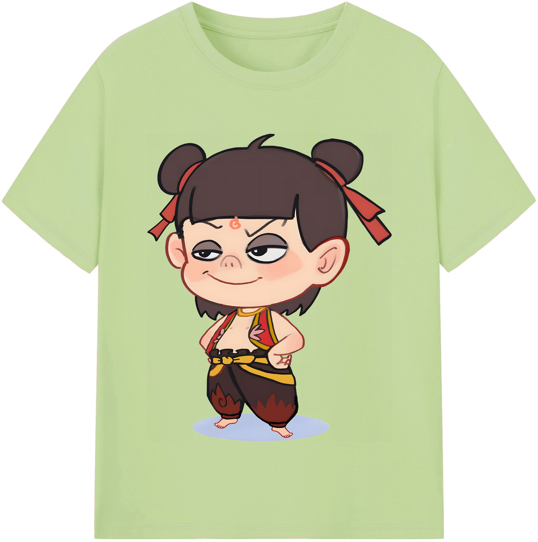（画像用） Ne Zha 2 ナタ 魔童の大暴れ 綿100％半袖Tシャツ（フロントプリント）